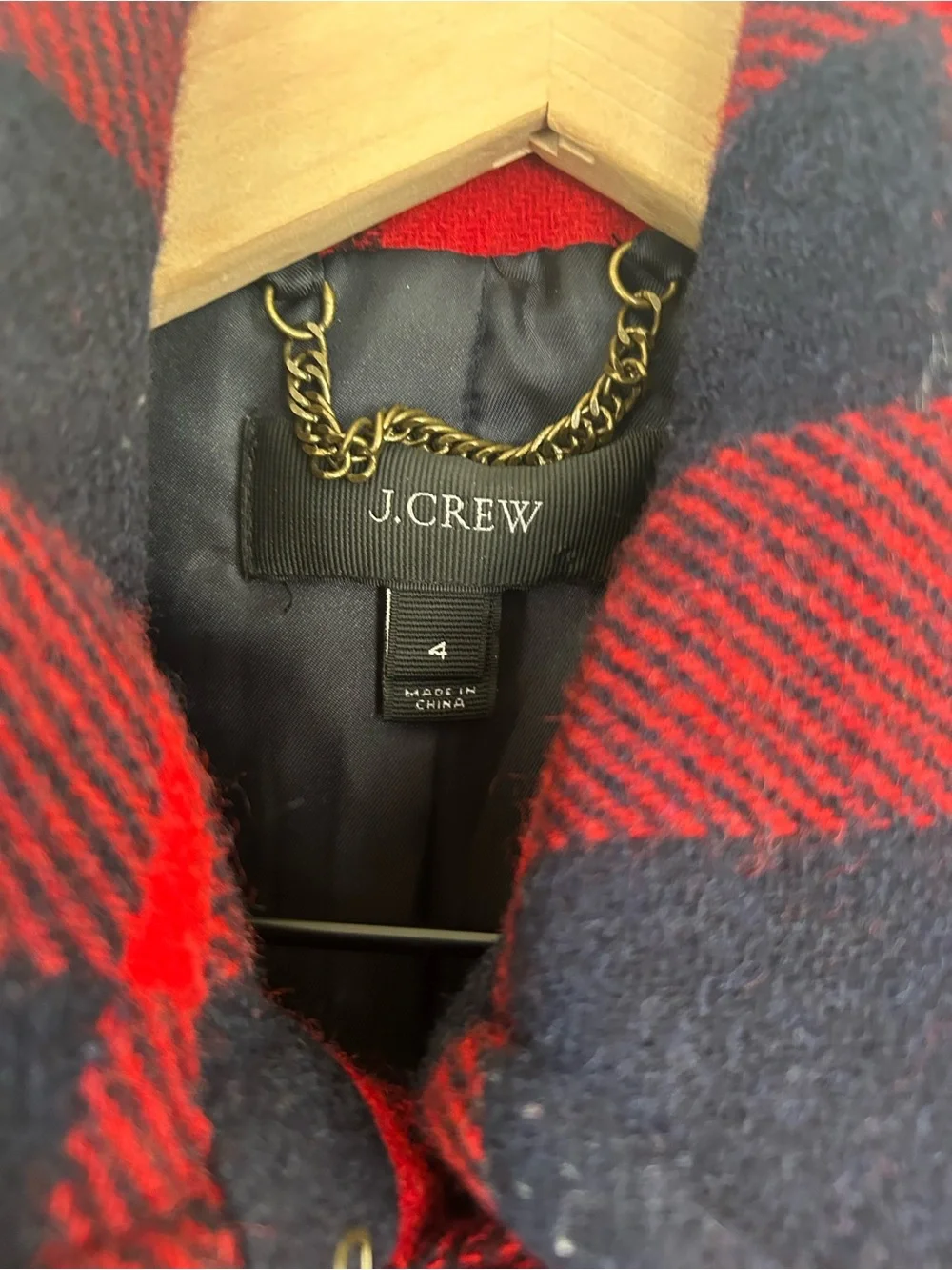 J. Crew Red and Black Buffalo Plaid Coat